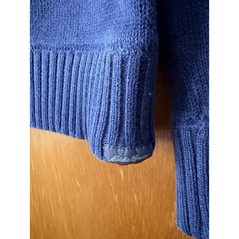 Eddie Bauer 1/4 Zip Mens 100% Cotton Mock Neck Trendy Sweater SzL Preppy School - Picture 5 of 8